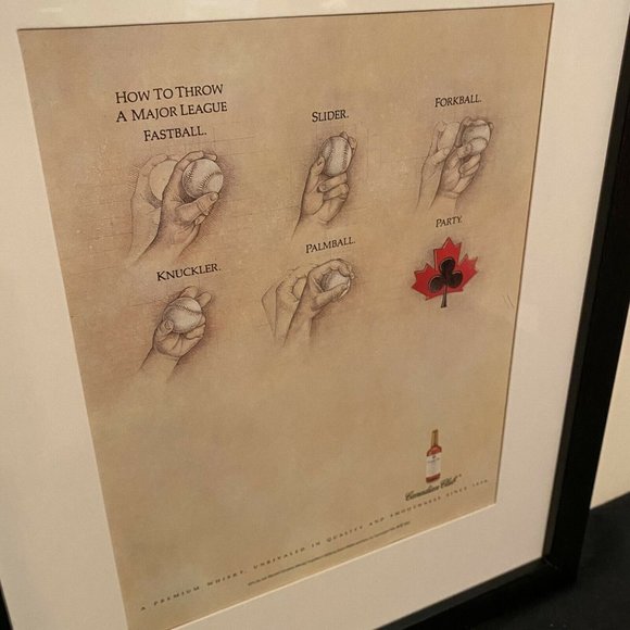 Vintage Canadian Club Baseball Framed Print Ad - Picture 2 of 7